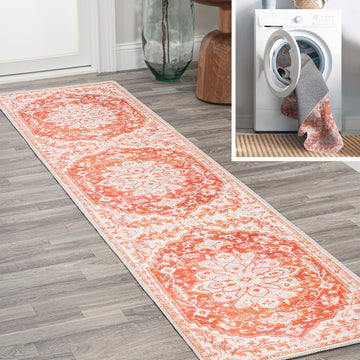 Asa Ornate Medallion Washable Area Rug